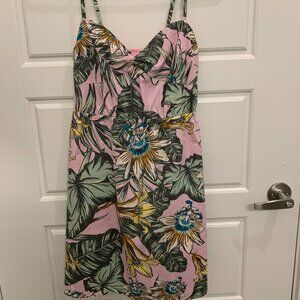 J.Crew Factory Printed Poplin Cami Tropical Print Dress